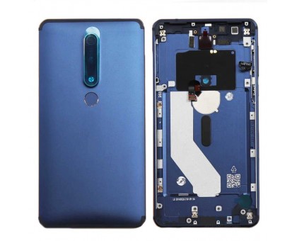 Задняя крышка Nokia 6.1 Dual Sim TA-1043/TA-1050 синяя с шлейфом сканера отпечатка пальца