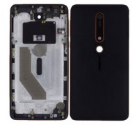 Задняя крышка Nokia 6.1 Dual Sim TA-1043/TA-1050 черная с шлейфом сканера отпечатка пальца