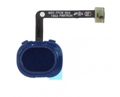 Шлейф Samsung A202F Galaxy A20E 2019/A205F/A305F/A405F с кнопкой меню (Home) с сканером отпечатка пальца синего цвета