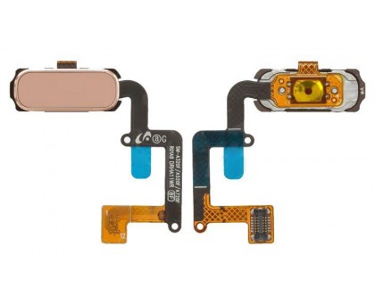 Шлейф Samsung A320F Galaxy A3 (2017)/A520F/A720F с кнопкой меню (Home) с сканером отпечатка пальца розового цвета