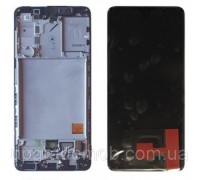 Дисплей Samsung A415F Galaxy A41 тачскрин сенсор черный в рамке Amoled оригинал переклеено стекло