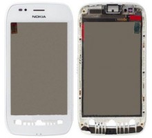 Тачскрин (сенсор) для Nokia 710 Lumia, белый, с передней панелью