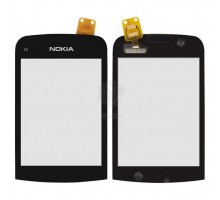Тачскрин (сенсор) для Nokia C2-02/ C2-03/ C2-06/ C2-07/ С2-08, чёрный, с передней панелью