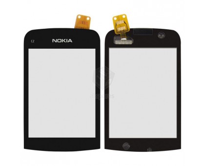 Тачскрін (сенсор) для Nokia C2-02 / C2-03 / C2-06 ​​/ C2-07 / С2-08, чорний, з передньою панеллю