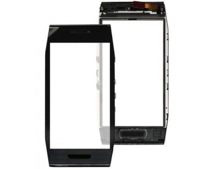 Тачскрін (сенсор) для Nokia X7-00, чорний, з передньою панеллю