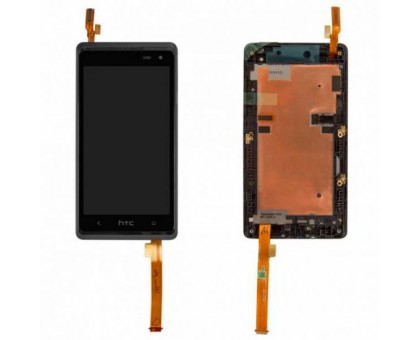 Дисплей для HTC 600 Desire Dual sim/ 606w + touchscreen, чёрный, с передей панелью