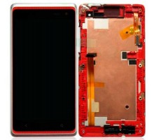 Дисплей HTC 600 Desire Dual Sim/606w + тачскрин (сенсор), черный, в рамке серебристого цвета