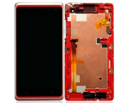 Дисплей HTC 600 Desire Dual Sim / 606w + тачскрін (сенсор), чорний, в рамці сріблястого кольору