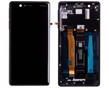 Дисплей Nokia 3 Dual Sim + тачскрин (сенсор), черный, в рамке, Matte Black, оригинал