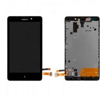 Дисплей Nokia XL + тачскрин (сенсор), черный, в рамке, оригинал
