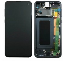 Дисплей Samsung G973F Galaxy S10 + тачскрин (сенсор), черный, в рамке, Amoled, оригинал , переклеено стекло