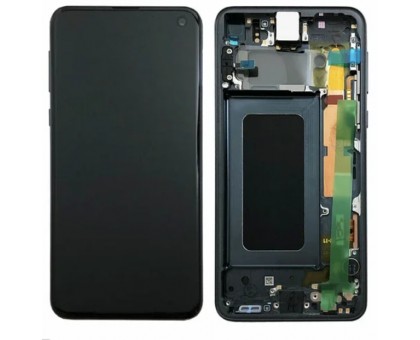 Дисплей Samsung G973F Galaxy S10 + тачскрін (сенсор), чорний, в рамці, Amoled, оригінал, переклеїти скло