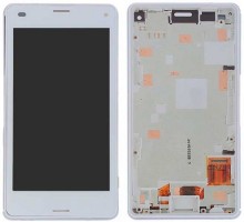 Дисплей Sony D5803 Xperia Z3 Compact/D5833 + тачскрин (сенсор), белый, в рамке