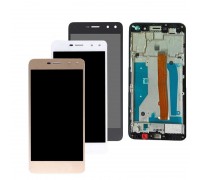 Дисплей Huawei Y5 2017/Y5 III 2017/Y6 2017 + тачскрин (сенсор), золотистый, в рамке