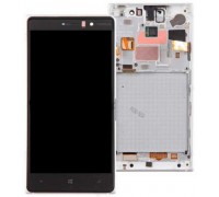 Дисплей Nokia 830 Lumia + тачскрин (сенсор), черный, в рамке серебристого цвета, оригинал