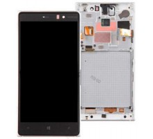 Дисплей Nokia 830 Lumia + тачскрин (сенсор), черный, в рамке серебристого цвета, оригинал
