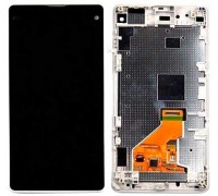Дисплей Sony D5503 Xperia Z1 Compact + тачскрин (сенсор), черный, в рамке белого цвета, оригинал