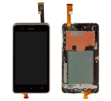 Дисплей для HTC 400 Desire Dual Sim + touchscreen, чёрный, с передней панелью серебристого цвета