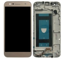 Дисплей LG M320G K10 X Power2/M322/M327/X320/X500 + тачскрин (сенсор), золотистый, в рамке, Shiny Gold, оригинал