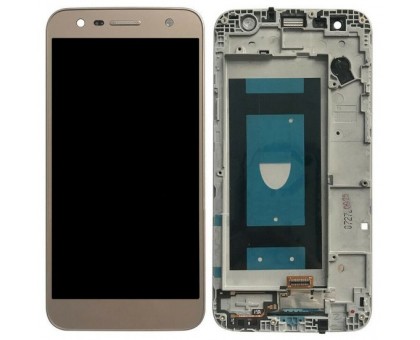 Дисплей LG M320G K10 X Power2 / M322 / M327 / X320 / X500 + тачскрін (сенсор), золотистий, в рамці, Shiny Gold, оригінал