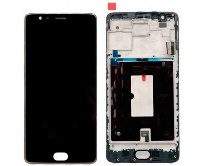 Дисплей OnePlus 3 A3003/3T A3010 + тачскрин (сенсор), черный, Amoled, оригинал , в рамке