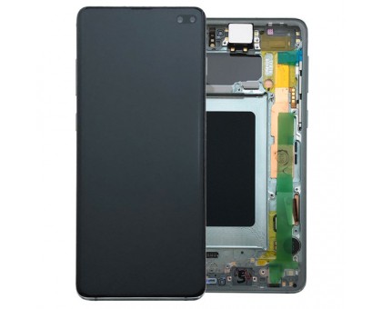 Дисплей Samsung G975F Galaxy S10+ + тачскрин (сенсор), черный, в рамке, Amoled, оригинал , переклеено стекло