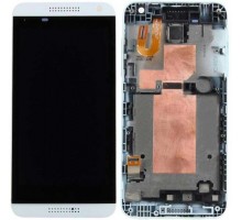 Дисплей HTC 610 Desire + тачскрин (сенсор), черный, в рамке белого цвета