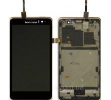 Дисплей Lenovo S8 S898T/S898T Plus + тачскрин (сенсор), черный, в рамке золотистого цвета