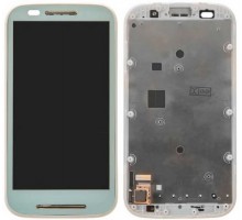 Дисплей Motorola XT1021 Moto E/XT1022/XT1023/XT1025 + тачскрин (сенсор), белый, в рамке