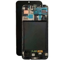 Дисплей Samsung A505F Galaxy A50 2019 + тачскрин (сенсор), черный, в рамке, Amoled, оригинал , переклеено стекло