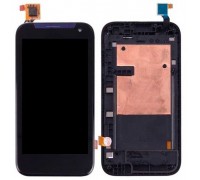 Дисплей HTC 310 Desire Dual Sim + тачскрин (сенсор), черный, в рамке серебристого цвета, 127 x 63mm