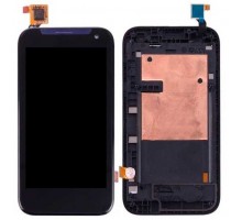 Дисплей HTC 310 Desire Dual Sim + тачскрин (сенсор), черный, в рамке серебристого цвета, 127 x 63mm