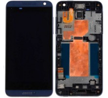 Дисплей HTC 610 Desire + тачскрин (сенсор), черный, в рамке синего цвета