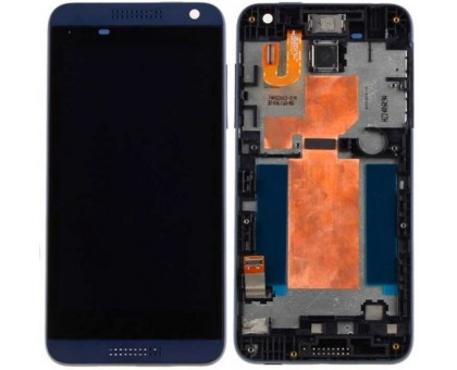 Дисплей HTC 610 Desire + тачскрин (сенсор), черный, в рамке синего цвета