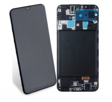Дисплей Samsung A205F Galaxy A20 2019 + тачскрин (сенсор), черный, в рамке, Amoled, оригинал , переклеено стекло