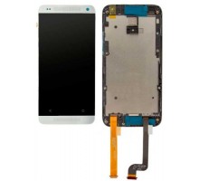 Дисплей для HTC 601 Desire/ 601 Dual Sim + touchscreen, чёрный, с передей панелью белого цвета
