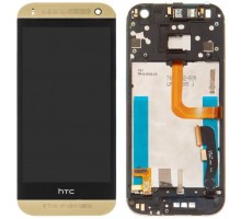 Дисплей HTC One M8 mini/One mini 2 + тачскрин (сенсор), черный, в рамке золотистого цвета