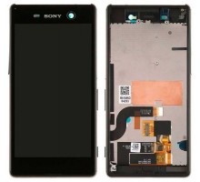 Дисплей Sony E5603 Xperia M5 Dual Sim/E5606/E5633 + тачскрин (сенсор), черный, с передней панелью, оригинал