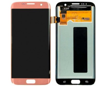 Дисплей Samsung G935F Galaxy S7 Edge + тачскрин (сенсор), розовое золото, Pink Gold, Amoled, оригинал , переклеено стекло