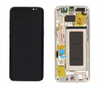 Дисплей Samsung G955F Galaxy S8 + 2017 + тачскрін (сенсор), чорний, в рамці золотистого кольору, Maple Gold, Amoled, оригінал, переклеїти скло