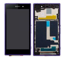 Дисплей Sony C6902 Xperia Z1 L39h/С6903/С6906/С6943 + тачскрин (сенсор), черный, в рамке фиолетового цвета, оригинал