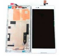 Дисплей Sony D5322 Xperia T2 Ultra DS + тачскрин (сенсор), белый, в рамке