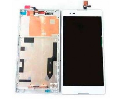 Дисплей Sony D5322 Xperia T2 Ultra DS + тачскрин (сенсор), белый, в рамке