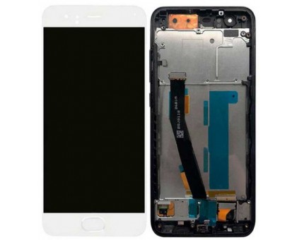 Дисплей Xiaomi Mi6 + тачскрин (сенсор), белый со шлейфом сканера отпечатка пальца (Touch ID) в рамке, оригинал
