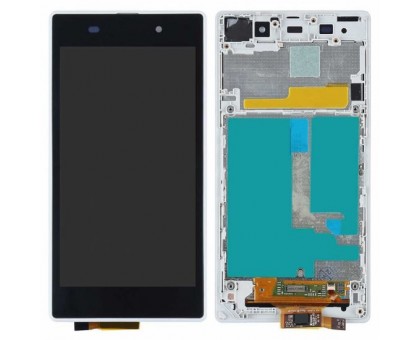 Дисплей для Sony C6902 L39h Xperia Z1 / С6903 / С6906 / С6943 + touchscreen, білий, з передньою панеллю