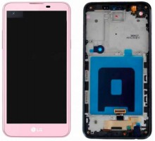 Дисплей LG K500N X Screen/K500 X View Dual Sim + тачскрин (сенсор), черный, в рамке золотитого цвета, оригинал