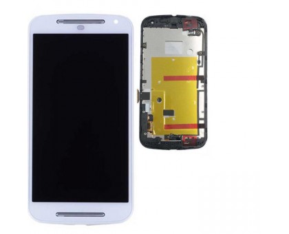 Дисплей Motorola XT1063 Moto G (2nd Gen)/XT1064/XT1068/XT1069 + тачскрин (сенсор), белый, в рамке
