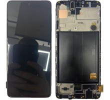 Дисплей Samsung A515F Galaxy A51 2019 + тачскрин (сенсор), черный, в рамке, Amoled, оригинал , переклеено стекло
