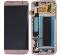 Дисплей Samsung G935F Galaxy S7 Edge + тачскрин (сенсор), розовое золото, Pink Gold, в рамке, OLED, копия хорошего качества
