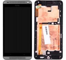 Дисплей HTC 700 Desire Dual Sim + тачскрин (сенсор), черный, в рамке серебристого